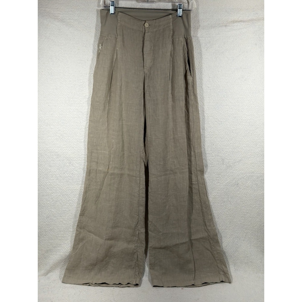 European Culture Womens Linen Wide Leg Pants Size 6 Taupe Boho Lagenlook
